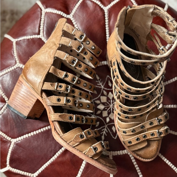 FREEBIRD leather Brown Strappy Ankle Boots - Picture 4 of 9